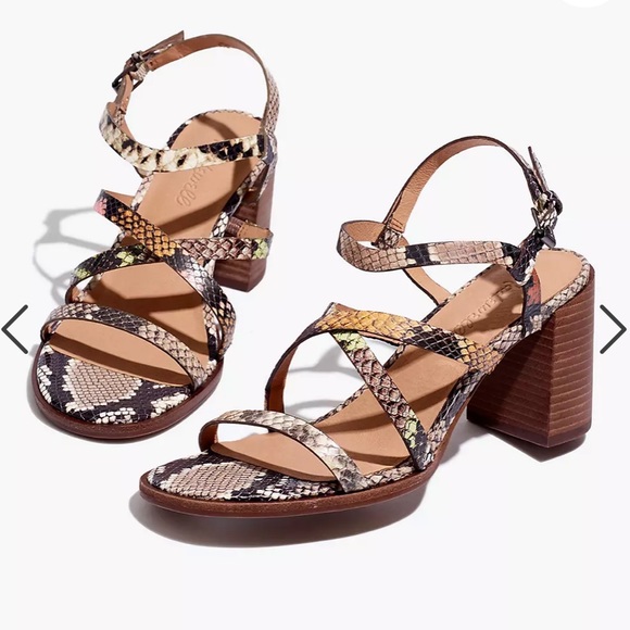 Madewell Shoes - REPTILE SKIN STRAPPY HEELS